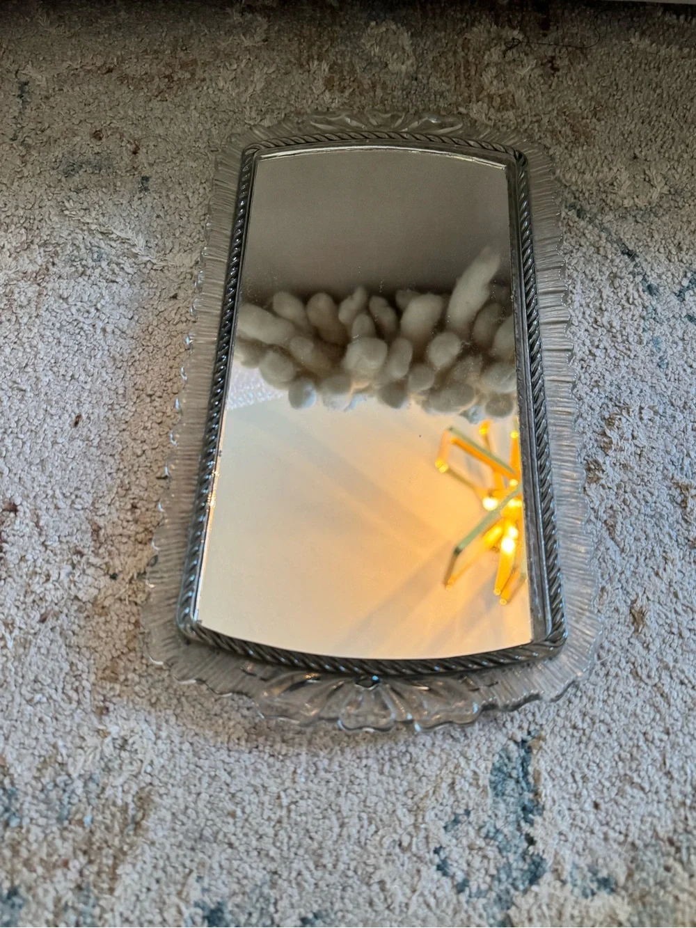 Decorative Silver Half-Round Vanity Mirror - Cream